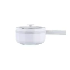 GYBest Hot Pot Electric Ramen Cooker,Non Stick Frying Pan,Quick Noodle Pot,1.5L Mini Dormitory Pot,Low-Power Appliances (White)