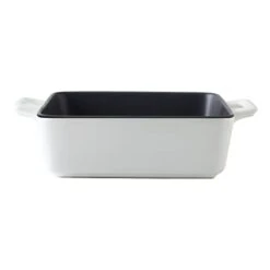 Rt And Cook Square Stoneware Baking Dish, 10" Square Baker (1Qt), Cream Outside/Black Inside