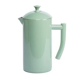 Double-Walled Stainless Steel French Press Coffee Maker, Dilly Bean Green, 34 Fl Oz.