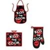 Kitchen Cooking Set - Apron Oven Mitt And Pot Holder - Kiss The Cook Novelty 3 Piece Deluxe Kitchen Cooking & Baking ( Set 3 In ONE) -Wilton Shop 21LG6iG2CzL