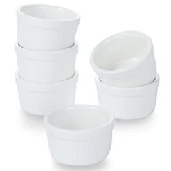1 Oz Ramekins - 6 Pcs Porcelain Mini Ramekins Dishes For Souffle,Creme Brulee, Pudding, Custard Cups,Bakeware Bowls Set For Baking,Oven Safe, White 2.1 Inch