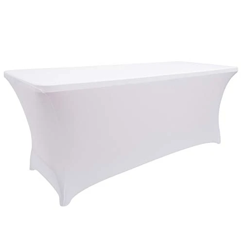 Spandex Table Covers 6 Feet, Stretch/Fitted Table Covers For 6 Feet Folding Table, Rectangular Spandex Table Cloths For Wedding Party Or Event (6FT-1PC, White) 3 Spandex Table Covers 6 Feet, Stretch/Fitted Table Covers For 6 Feet Folding Table, Rectangular Spandex Table Cloths For Wedding Party Or Event (6FT-1PC, White)