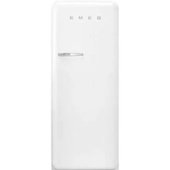 Smeg FAB28 50's Retro Style Aesthetic Top Freezer Refrigerator With 9.92 Cu Total Capacity, Multiflow Cooling System, Adjustable Glass Shelves 24-Inches, White Right Hand Hinge