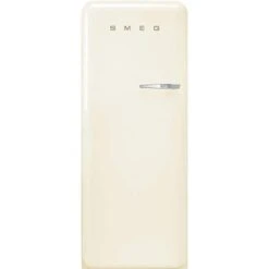 Smeg FAB28 50's Retro Style Aesthetic Top Freezer Refrigerator With 9.92 Cu Total Capacity, Multiflow Cooling System, Adjustable Glass Shelves 24-Inches, Cream Left Hand Hinge