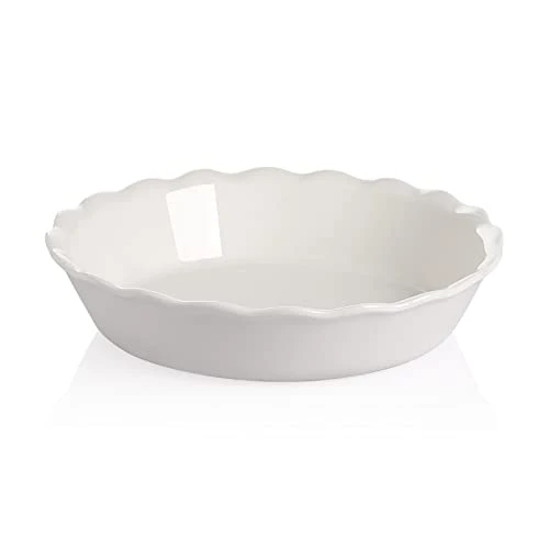 Ceramic Pie Pan For Baking, 10 Inches Round Baking Dish For Dinner, Non-Stick Pie Plate With Soft Wave Edge For Apple Pie, Pumpkin Pie, Pot Pies (White) 3 Ceramic Pie Pan For Baking, 10 Inches Round Baking Dish For Dinner, Non-Stick Pie Plate With Soft Wave Edge For Apple Pie, Pumpkin Pie, Pot Pies (White)