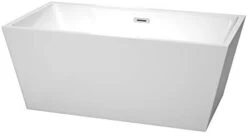 Sara 63 Inch Freestanding Bathtub In White With Floor Mounted Faucet, Drain And Overflow Trim In Polished Chrome -Wilton Shop 21jCi4xdQkL. AC