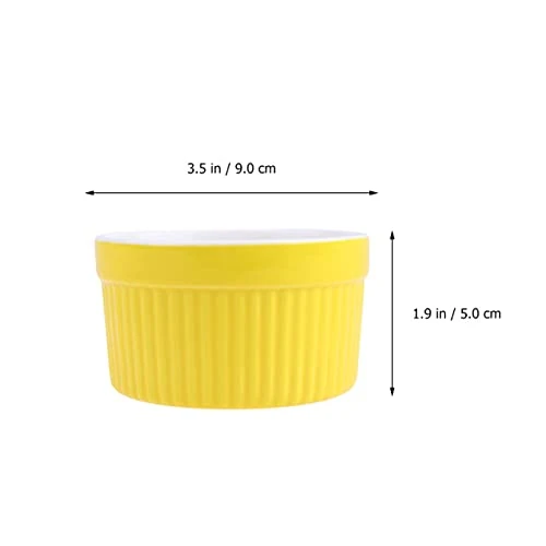 5pcs Porcelain Ramekins For Baking Round Ceramic Ramekins Small Desserts Bowls For Creme Brulee Dishes Puddings 3. 5inch Yellow 8 5pcs Porcelain Ramekins For Baking Round Ceramic Ramekins Small Desserts Bowls For Creme Brulee Dishes Puddings 3. 5inch Yellow - Image 6