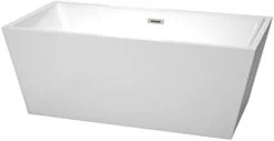 Sara 63 Inch Freestanding Bathtub In White With Floor Mounted Faucet, Drain And Overflow Trim In Polished Chrome -Wilton Shop 21lMYMxTh9L. AC