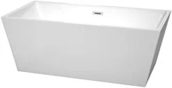 Sara 63 Inch Freestanding Bathtub In White With Floor Mounted Faucet, Drain And Overflow Trim In Polished Chrome -Wilton Shop 21mC9Yidm7L. AC