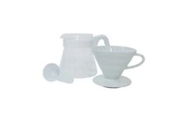 "Simply Hario" Ceramic V60 Dripper Pour Over Set With Glass Server, Scoop And Filters, Size 02, White -Wilton Shop 21mJQ21dBmL