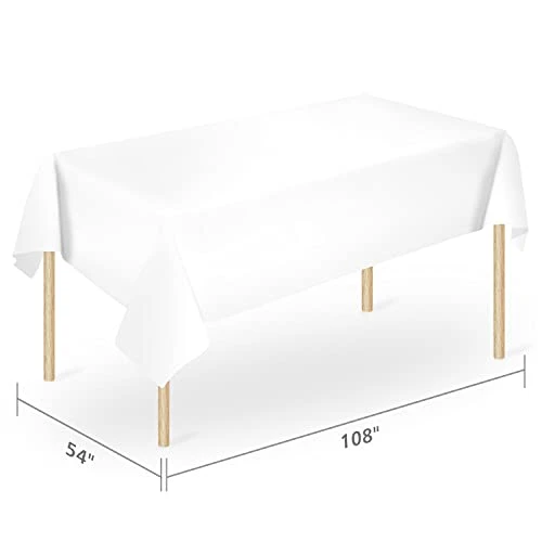 Lastic Table Cloth For Parties, Disposable Tablecloth 54" X 108", Pack Of 6, White Rectangle 4 Lastic Table Cloth For Parties, Disposable Tablecloth 54" X 108", Pack Of 6, White Rectangle - Image 2