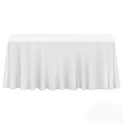 - 5 Premium 90" X 132" Tablecloths For Wedding/Banquet/Restaurant - Rectangular Polyester Fabric Table Cloths - White