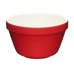 Traditional Ceramic Pudding Basin In Red 1qt - Heat Proof Steamed Pudding Bowl - Perfect For Banana Or Plum Pudding And Desserts - Made In Europe 7"