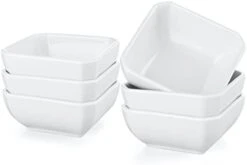 6 Oz Porcelain Square Bowl, Square Ramekins For Pudding And Snacks, Porcelain Dip Bowls, Small Serving Bowls For Dip Sauce And Baking, Oven Safe, White, Set Of 6 -Wilton Shop 21z3evUPRdL. AC