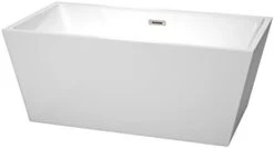 Sara 63 Inch Freestanding Bathtub In White With Floor Mounted Faucet, Drain And Overflow Trim In Polished Chrome -Wilton Shop 21zmIKhj2YL. AC