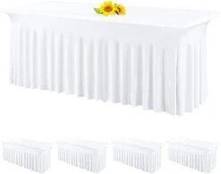 2 Pack 6ft Spandex Table Skirts Stretch Table Cover,One-Piece Wrinkle Resistant Fitted Tablecloth And Table Skirt For Rectangle Tables Tradeshows Weddings Banquets Parties Events Thanksgiving (Black) -Wilton Shop 31 0r71hqHL. AC 1