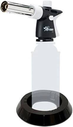Pro Butane Torch Lighter - Refillable Butane Torch Head, Small Butane Torch With Safety Lock & Adjustable Flame - Culinary Blow Torch, Creme Brulee Torch, Baking, Included 1 Butane Canister -Wilton Shop 31 RSIRq 1L. AC