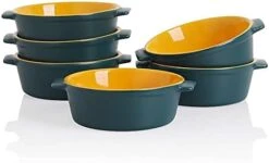 Ceramic Souffle, Round Double Handle Ramekins, 10oz Creme Brulee, Custard Cheese And Dipping Sauce, Set Of 6(Turquoise) 21 Ceramic Souffle, Round Double Handle Ramekins, 10oz Creme Brulee, Custard Cheese And Dipping Sauce, Set Of 6(Turquoise) -Wilton Shop 310v25yfeTL. AC