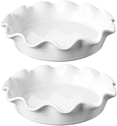 Eramic Pie Pans For Baking, 11 Inches Deep Dish Pie Plate For Apple Pie, Pot Pie, 48 Ounce Baking Dish With Ruffled Edge, Set Of 2, White 9 Eramic Pie Pans For Baking, 11 Inches Deep Dish Pie Plate For Apple Pie, Pot Pie, 48 Ounce Baking Dish With Ruffled Edge, Set Of 2, White - Image 7