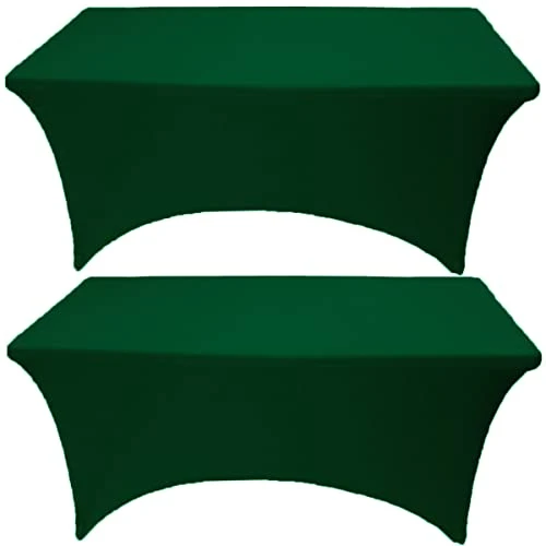 2 Pack 6FT Hunter Green Spandex Tablecloth Stretch Fitted Table Cover For Rectangular Table Event, Wedding, Banquet And Parties 3 2 Pack 6FT Hunter Green Spandex Tablecloth Stretch Fitted Table Cover For Rectangular Table Event, Wedding, Banquet And Parties