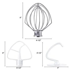 3 Pcs K45DH Coated C Dough Hook K45WW Wire Whip K45B Coated Flat Beater Compatible For Kitchenaid Mixer KSM150 -Wilton Shop 312cfp3832L