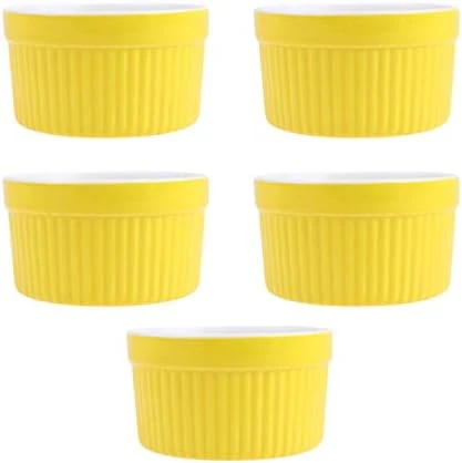 5pcs Porcelain Ramekins For Baking Round Ceramic Ramekins Small Desserts Bowls For Creme Brulee Dishes Puddings 3. 5inch Yellow 9 5pcs Porcelain Ramekins For Baking Round Ceramic Ramekins Small Desserts Bowls For Creme Brulee Dishes Puddings 3. 5inch Yellow - Image 7