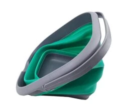 8.5L (2.2 Gallon) Collapsible Square Handy Bucket / Foldable SquareWater Pail / Portable Tub With Handle. Size 31x31cm (Slate Grey + Bluish-Green) -Wilton Shop 312pA2QVRXL