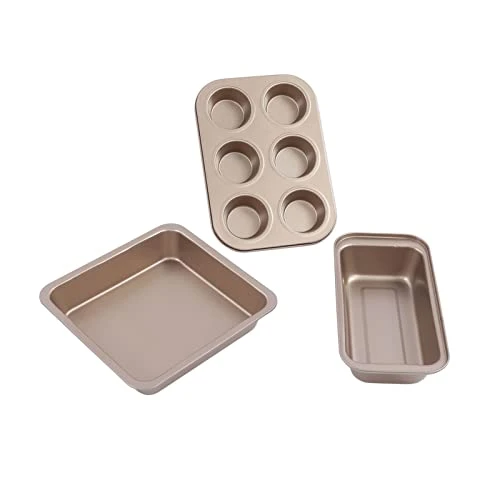 Bakeware Set, Space Saving Safe Uniform Heating Baking Tools For Kitchen For Home For Baker(Gold) 4 Bakeware Set, Space Saving Safe Uniform Heating Baking Tools For Kitchen For Home For Baker(Gold) - Image 2