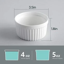 Porcelain Ramekins 4 Oz Oven Safe, Small Souffle Dishes For Creme Brulee, Ice Cream, Dipping And Sauces Cup, Ceramic White Mini Baking Bowls Set Of 6 -Wilton Shop 313ODo7sDpS