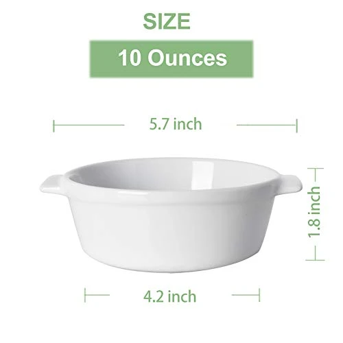 Ceramic Souffle, Round Double Handle Ramekins, 10oz Creme Brulee, Custard Cheese And Dipping Sauce, Set Of 6(Turquoise) 5 Ceramic Souffle, Round Double Handle Ramekins, 10oz Creme Brulee, Custard Cheese And Dipping Sauce, Set Of 6(Turquoise) - Image 3