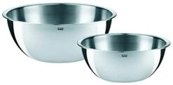 Bowl Set 2 Pieces, Stainless Steel Bowls For Kitchen, Multifunctional As Mixing Bowl, Salad Bowl, Dough Bowl, Stackable, 16, 20 Cm, Silver