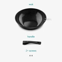 Non Stick Wok - 12.2" Wok Pan For All Stovetop Types - Black Flat Bottom Wok W/Anti Stick Coating For Gas Electric Ceramic Induction Cooktops -Wilton Shop 314JqRs0OPL