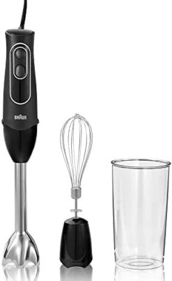 Braun MultiQuick 5 Immersion Hand Blender Patented Technology - Powerful 350 Watt - Dual Speed - Includes Beaker, Whisk, 505, Black, MQ505 -Wilton Shop 314LJxNA9RL. AC