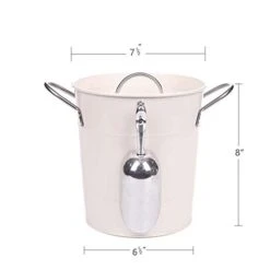 Home By Jackie Inc T586 Cream 4L Metal Double Walled Ice Bucket Set With Lid And Scoop -Wilton Shop 314VRV8BpfL
