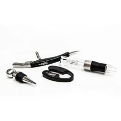 Opener Set- Corkscrew, Foil Cutter, Bottle Stopper, Aerator Pourer - Perfect Wine Accessories For Birthdays, Holiday's And More! - Ideal For A Wine Basket, Wine Lovers, Vino Tool Kit -Wilton Shop 3155kgRQEvL