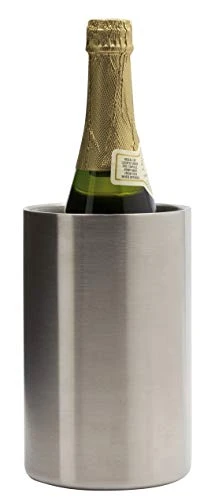 Wine Collection Double Walled Insulated Wine Chiller | Stainless-Steel Champagne Bucket Tabletop Wine Cooler, Silver