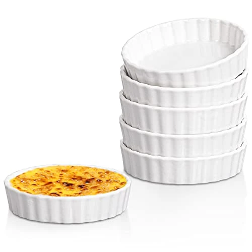 Ramekins 8 Oz-Delling Creme Brulee Ramekins, Round Fluted Quiche Dishes Tart Pan, Oven Safe Ramekins For Baking, Souffle, Ramekins Set Of 6, White 3 Ramekins 8 Oz-Delling Creme Brulee Ramekins, Round Fluted Quiche Dishes Tart Pan, Oven Safe Ramekins For Baking, Souffle, Ramekins Set Of 6, White