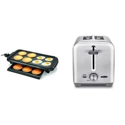 Bella Electric Griddle W Warming Tray, 10" X 18", Copper/Black & 2 Slice Toaster, Quick & Even Results Every Time, Stainless Steel