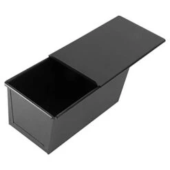 Bread Loaf Pan With Lid, Non- Stick Bread Pan Stainless Steel Toast Pan For Baking Bread, Black Bread Toast Loaf Baking Pans Loaf Bakeware For Oven Baking ( 450g ) Loaf Baking Pans