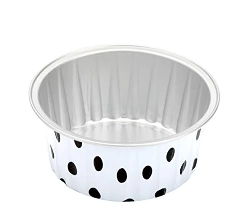 3 2/5" 125ml 100/PK 4OZ Disposable Aluminum Foil Cups For Muffin Cupcake Baking Bake Utility Ramekin Cup (Spot) 4 3 2/5" 125ml 100/PK 4OZ Disposable Aluminum Foil Cups For Muffin Cupcake Baking Bake Utility Ramekin Cup (Spot) - Image 2