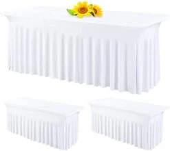 2 Pack 6ft Spandex Table Skirts Stretch Table Cover,One-Piece Wrinkle Resistant Fitted Tablecloth And Table Skirt For Rectangle Tables Tradeshows Weddings Banquets Parties Events Thanksgiving (Black) -Wilton Shop 318xEsPP0mL. AC