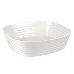 Portmeirion Sophie Conran White Square Roaster | 11 Inch Baking Pan For Oven | Deep Casserole Dish | Made From Fine Porcelain | Dishwasher And Microwave Safe