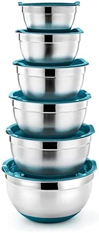 Mixing Bowls With Lids, Set Of 6, Stainless Steel Nesting Mixing Bowls & Fitting Lids & Non-Slip Silicone Bottom, Ideal For Mixing, Storing, Food Preparation 10 Mixing Bowls With Lids, Set Of 6, Stainless Steel Nesting Mixing Bowls & Fitting Lids & Non-Slip Silicone Bottom, Ideal For Mixing, Storing, Food Preparation - Image 8