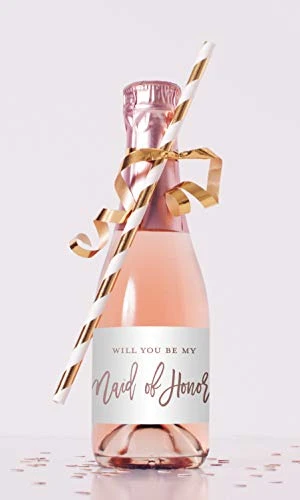 Will You Be My Bridesmaid Proposal Mini Champagne Bottle Labels - Set Of 12 (Rose Gold - Not Foil) 4 Will You Be My Bridesmaid Proposal Mini Champagne Bottle Labels - Set Of 12 (Rose Gold - Not Foil) - Image 2