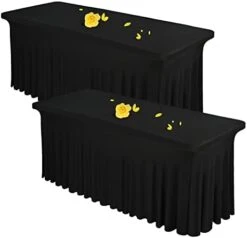 2 Pack 6ft Spandex Table Skirts Stretch Table Cover,One-Piece Wrinkle Resistant Fitted Tablecloth And Table Skirt For Rectangle Tables Tradeshows Weddings Banquets Parties Events Thanksgiving (Black) -Wilton Shop 31AlC3UG7hL. AC