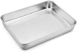 Baking Sheet Rectangular Cake Pan, Stainless Steel Lasagna Pan For Lasagna Brownie Fish Meats, 9.7-inch By 12.3-inch, Heavy Duty & Easy Clean, Rectangle - Silver -Wilton Shop 31B8Z8n9NbS. AC