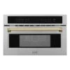 INE Autograph Edition 30” 1.6 Cu Ft. Built-in Convection Microwave Oven In Stainless Steel And Gold Accents
