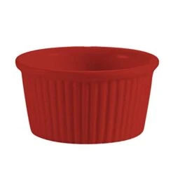 Ramekin Fluted Red 1 Oz. 2-1/4"Dia. X 1-1/8"H Porcelain, Red,Pack Of 16
