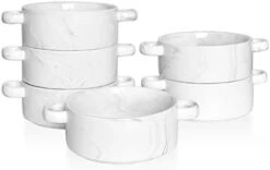 Ceramic Marbling Souffle Dishes, 10 Oz, Dould Handle Ramekin For Baking, Set Of 6 (Marbling Grey, 10 Oz) -Wilton Shop 31CLZT08pxL. AC