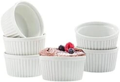 2 Oz Ramekin Set: Small Ramekins & Soufflé Dishes - Ceramic Charcuterie Cups - Oven Safe Ramekins - Mini Ramekins - White Ramekins 2 Oz - Condiment Cups & Dipping Sauce Cups - Ramiken Set Of 6 -Wilton Shop 31Cgf 9QqlL. AC 1